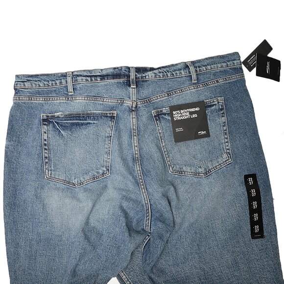 Silver 90s Boyfriend Jeans Hi Rise Straight Leg Blue Denim Distressed Selvedge N - Picture 4 of 13